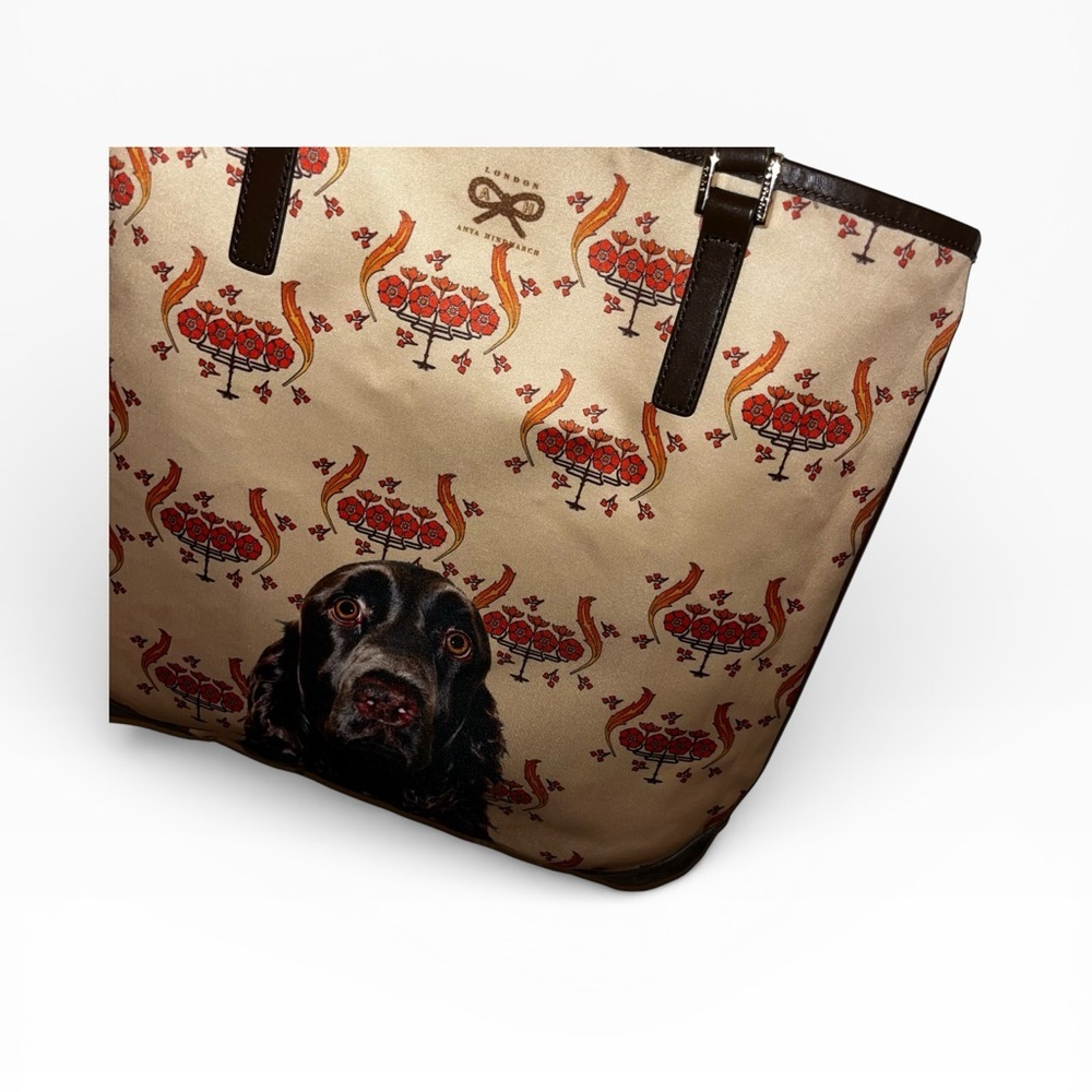 Reversible Anya Hindmarch chocolate brown Labrador puppy dog tote bag purse - Picture 3 of 13